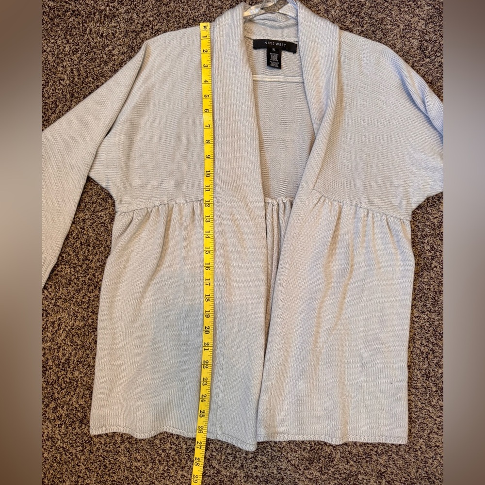 Nine West Light Gray Open Front Women’s Cardigan Size XL NWTS 3/4 Sleeves - Picture 8 of 9